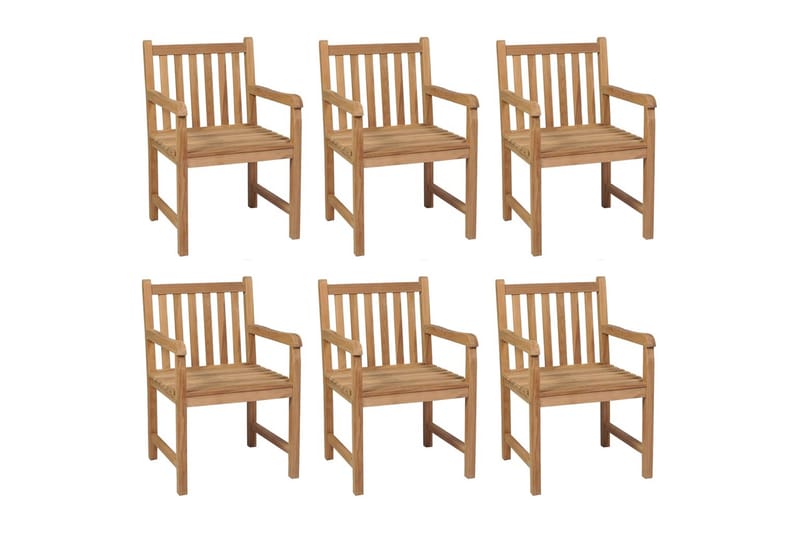 havestole 6 stk. med gråbrune hynder massivt teaktræ - Brun - Havemøbler - Havestole - Spisebordsstole udendørs