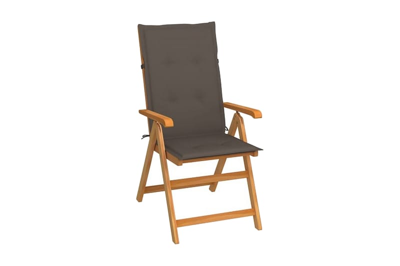 havestole 6 stk. med gråbrune hynder massivt teaktræ - Gråbrun - Spisebordsstole udendørs - Altanstole