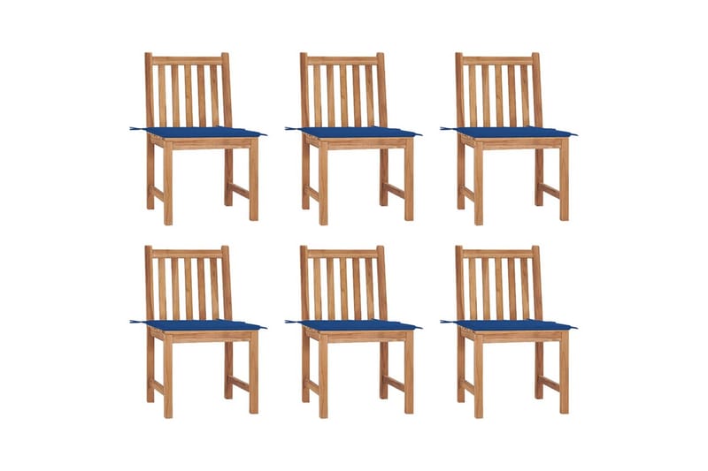 havestole 6 stk. med hynder massivt teaktræ - Brun - Havemøbler - Havestole - Spisebordsstole udendørs