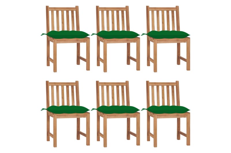 havestole 6 stk. med hynder massivt teaktræ - Brun - Havemøbler - Havestole - Spisebordsstole udendørs