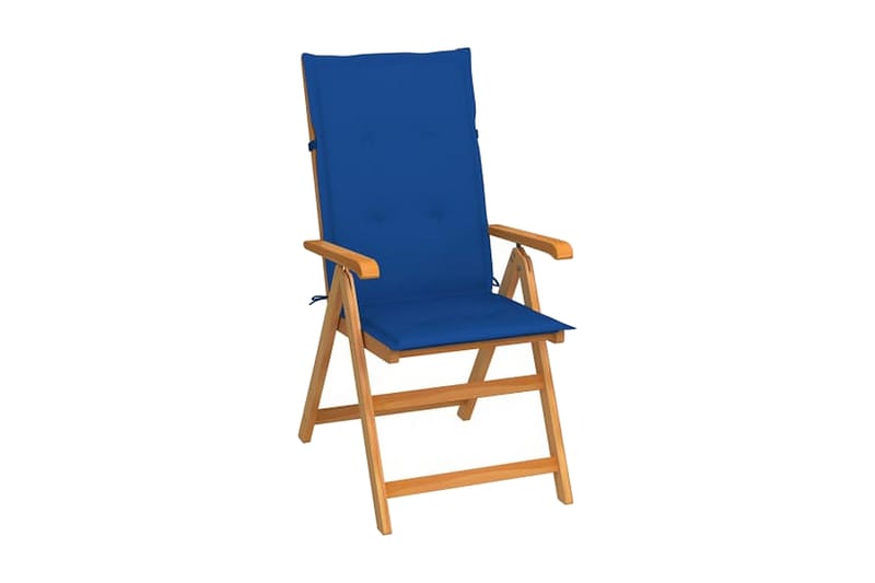 havestole 6 stk. med kongeblå hynder massivt teaktræ - Blå - Spisebordsstole udendørs - Altanstole