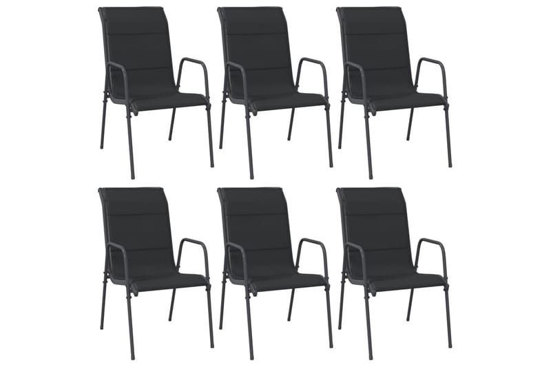 havestole 6 stk. stål og textilene sort - Sort - Havemøbler - Havestole - Spisebordsstole udendørs