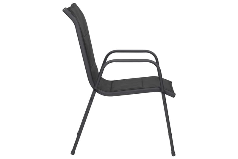 havestole 6 stk. stål og textilene sort - Sort - Spisebordsstole udendørs - Altanstole