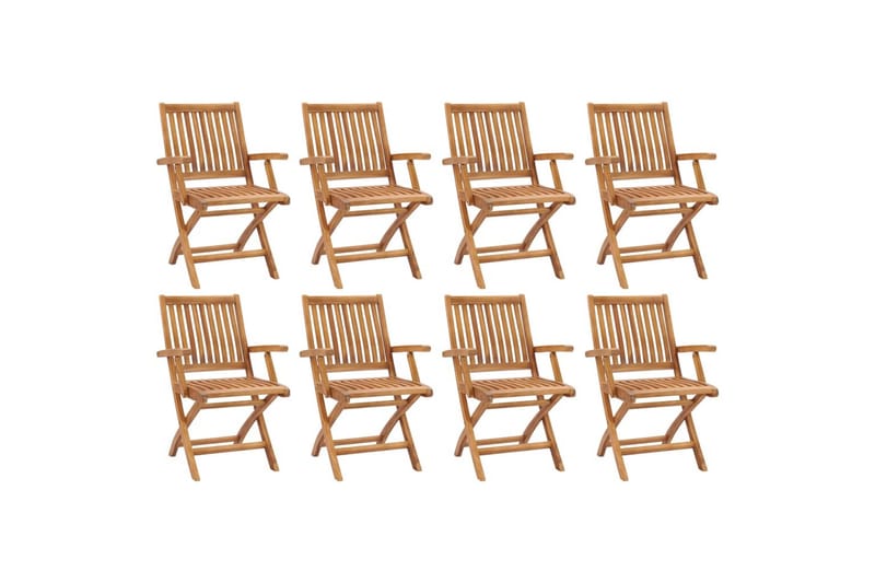 havestole 8 stk. foldbare massivt teaktræ - Brun - Havemøbler - Havestole - Spisebordsstole udendørs