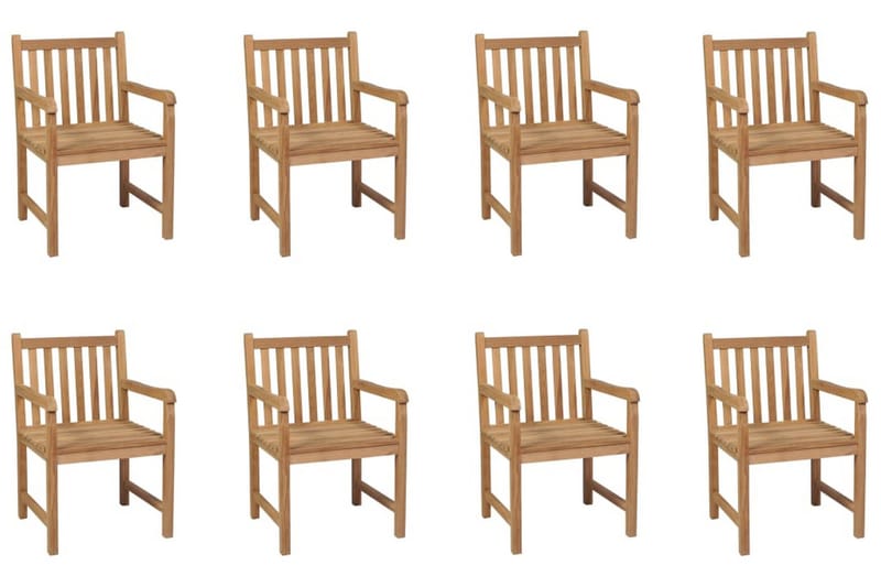 havestole 8 stk. massivt teaktræ - Brun - Havemøbler - Havestole - Spisebordsstole udendørs