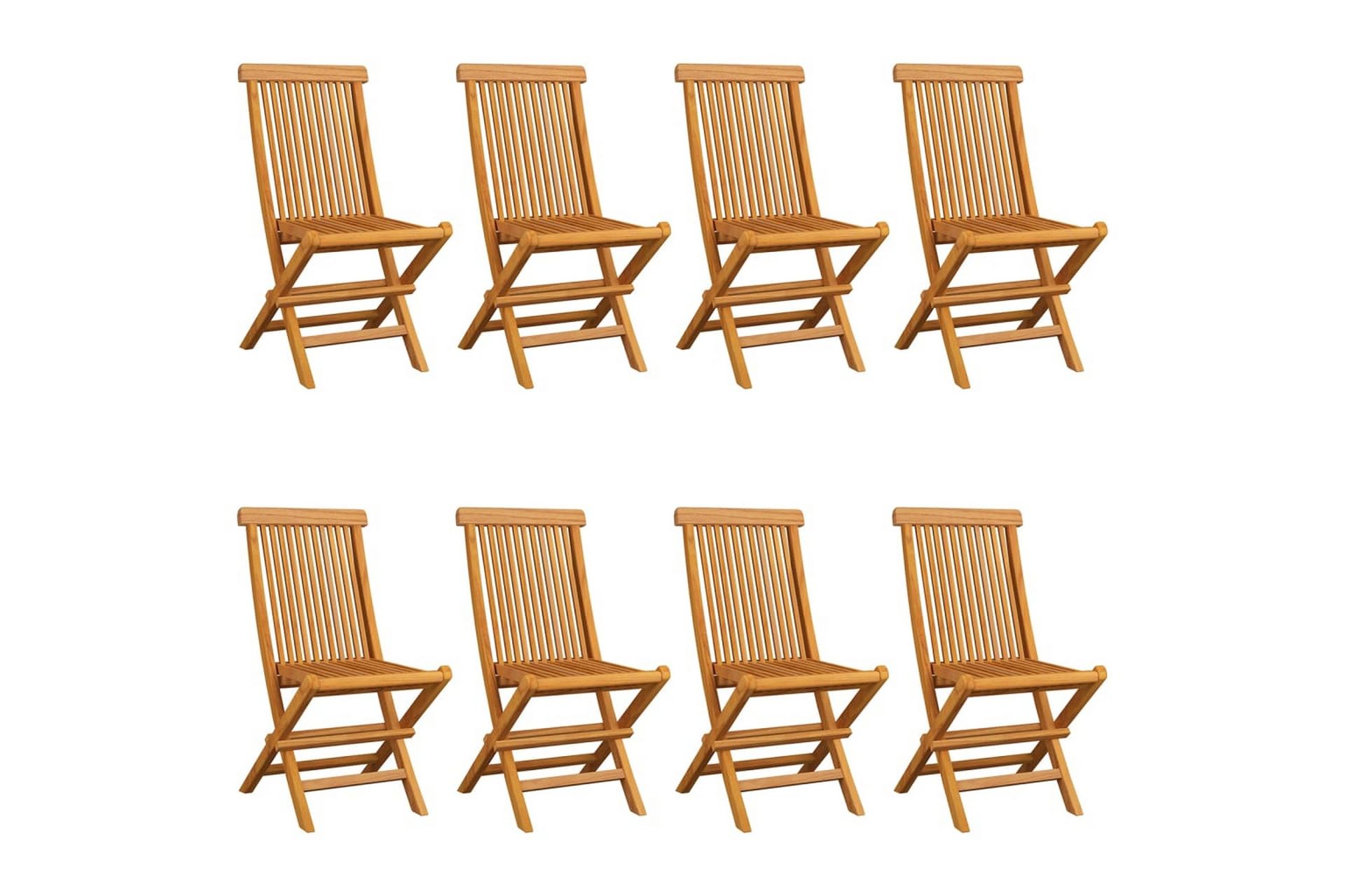 havestole 8 stk. med gråbrune hynder massivt teaktræ - Brun - Havemøbler - Havestole - Spisebordsstole udendørs