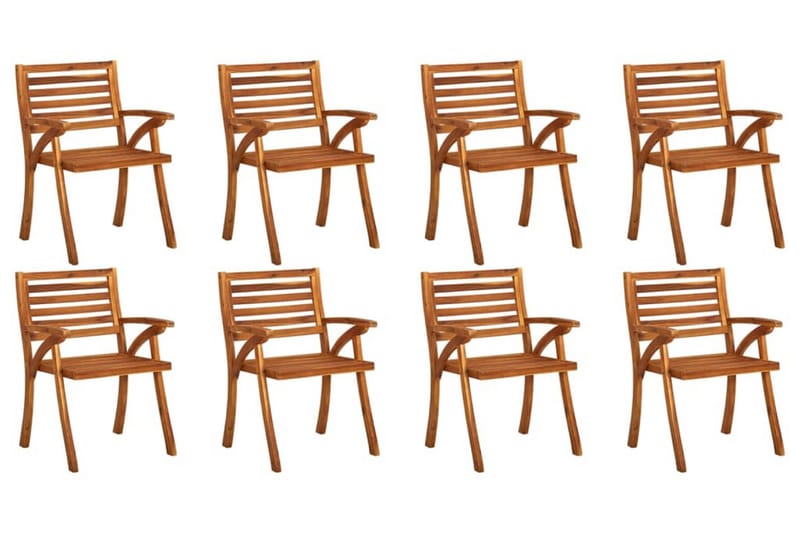 havestole 8 stk. med hynder massivt akacietræ - Brun - Spisebordsstole udendørs - Altanstole