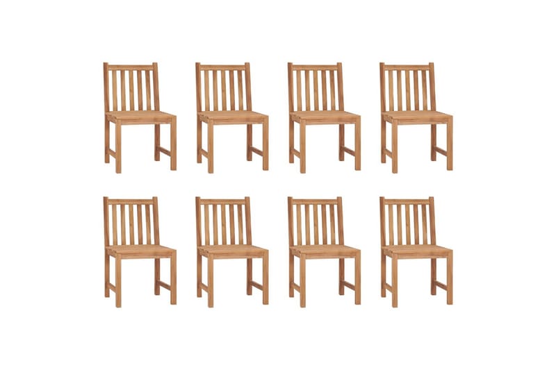 havestole 8 stk. med hynder massivt teaktræ - Brun - Spisebordsstole udendørs - Altanstole