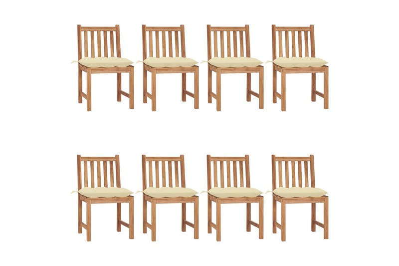 havestole 8 stk. med hynder massivt teaktræ - Brun - Havemøbler - Havestole - Spisebordsstole udendørs