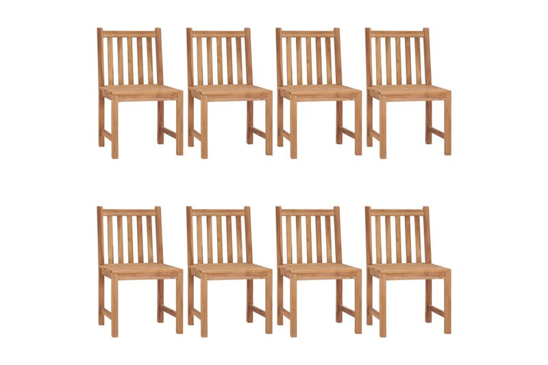 havestole 8 stk. med hynder massivt teaktræ - Brun - Spisebordsstole udendørs - Altanstole