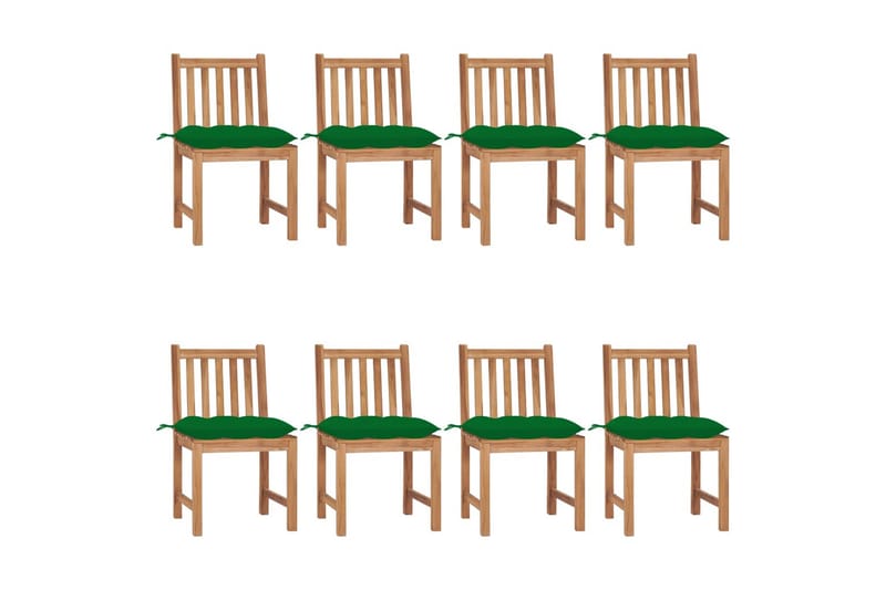 havestole 8 stk. med hynder massivt teaktræ - Brun - Havemøbler - Havestole - Spisebordsstole udendørs