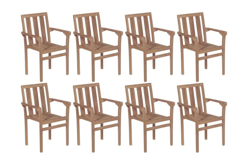 havestole 8 stk. stabelbare massivt teaktræ - Brun - Spisebordsstole udendørs - Altanstole