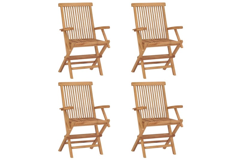 Havestole Med Cremefarvede Hynder 4 Stk. massivt teaktræ - Creme - Havemøbler - Havestole - Spisebordsstole udendørs