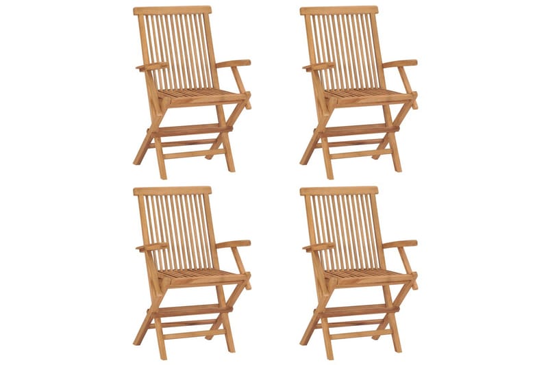 Havestole Med Gråbrune Hynder 4 Stk. massivt teaktræ - Gråbrun - Spisebordsstole udendørs - Altanstole