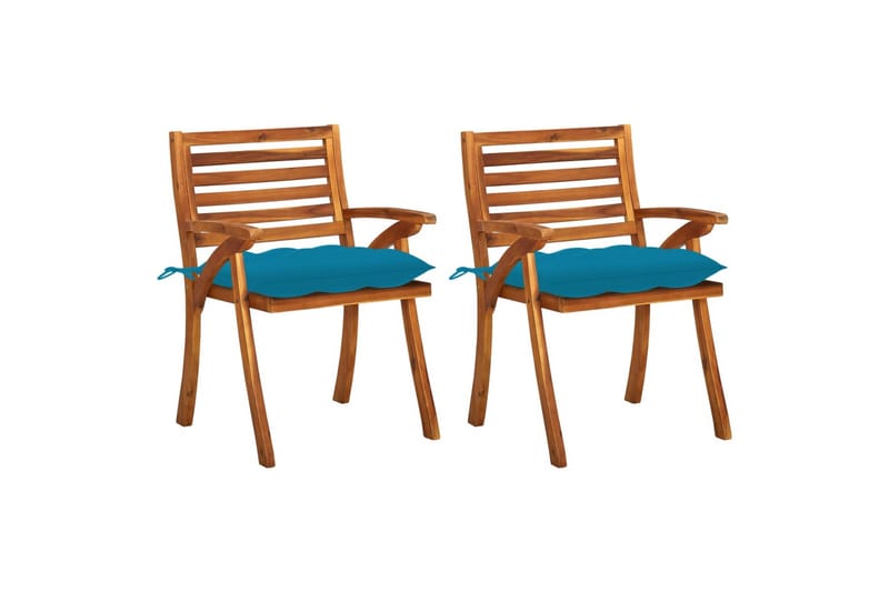 havestole med hynder 2 stk. massivt akacietræ - Brun - Spisebordsstole udendørs - Altanstole