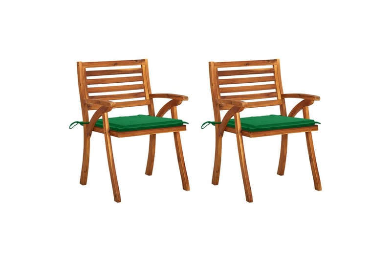 havestole med hynder 2 stk. massivt akacietræ - Brun - Spisebordsstole udendørs - Altanstole