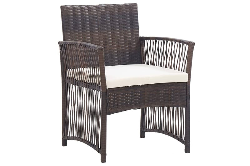 havestole med hynder 2 stk. polyrattan brun - Brun - Spisebordsstole udendørs - Altanstole