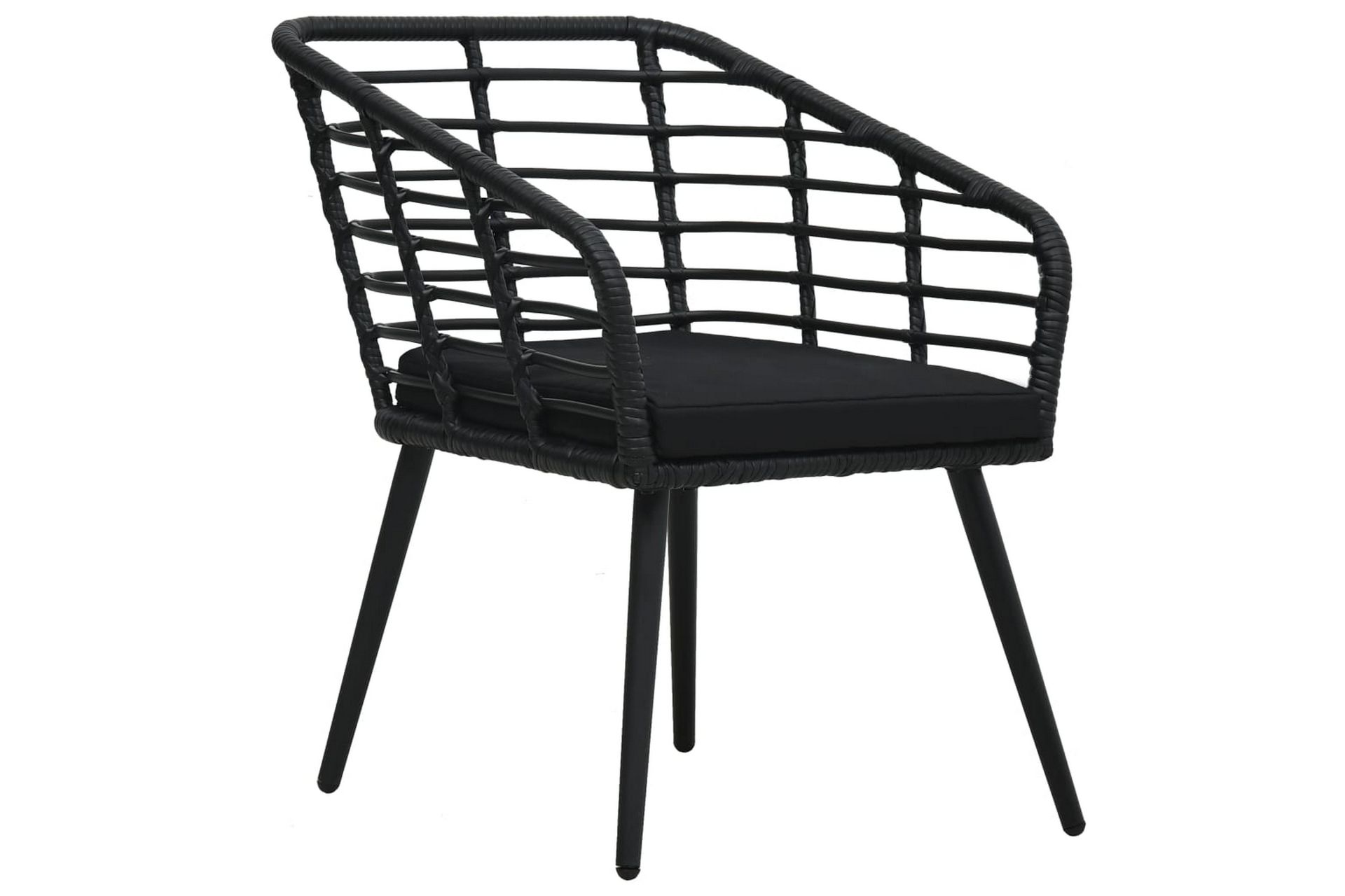 Havestole Med Hynder 2 stk. Polyrattan Sort - Sort - Havemøbler - Havestole - Spisebordsstole udendørs