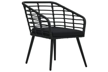 Havestole Med Hynder 2 stk. Polyrattan Sort - Sort - Havemøbler - Havestole - Spisebordsstole udendørs