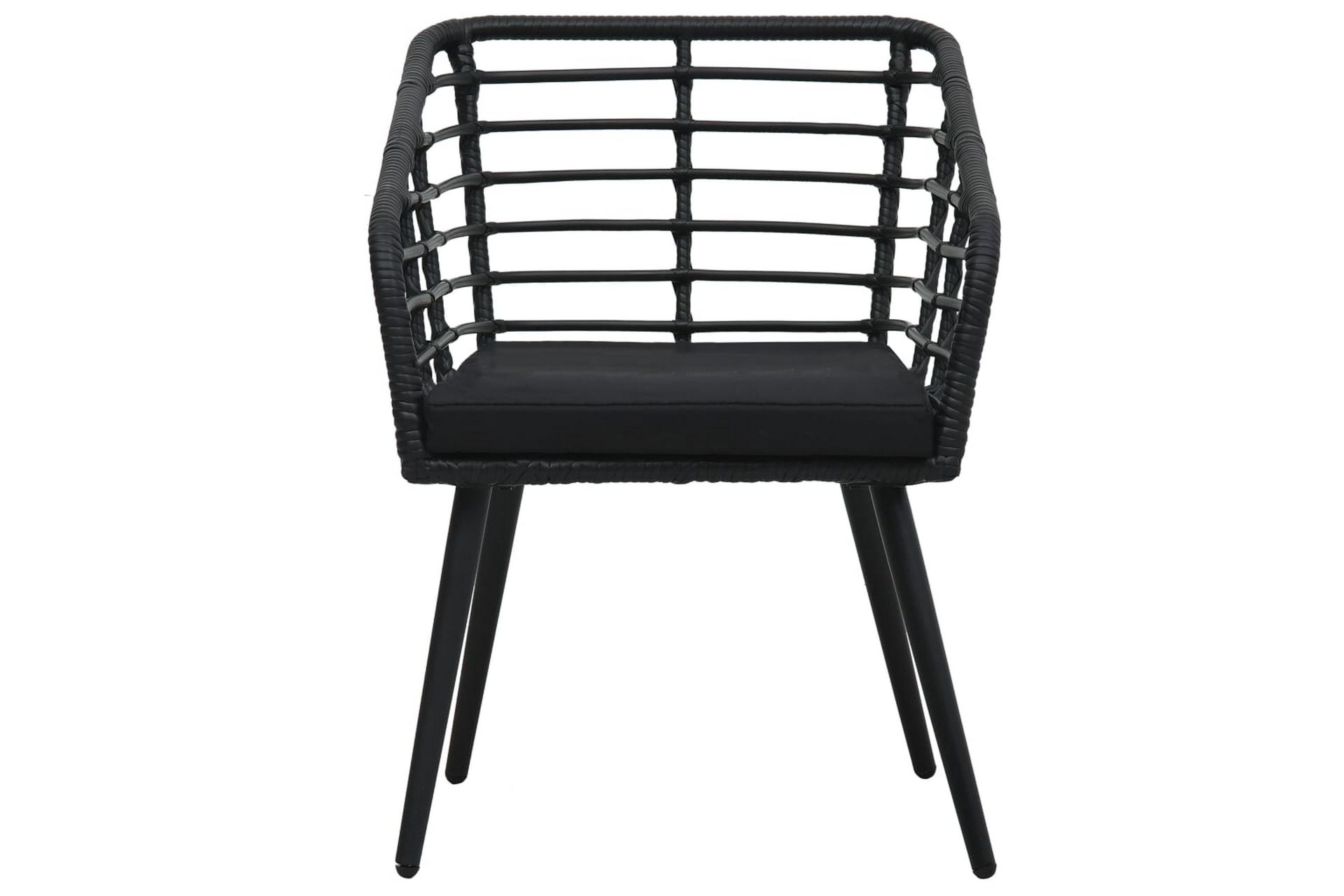 Havestole Med Hynder 2 stk. Polyrattan Sort - Sort - Havemøbler - Havestole - Spisebordsstole udendørs