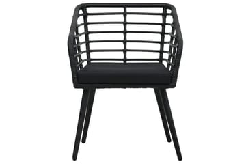 Havestole Med Hynder 2 stk. Polyrattan Sort - Sort - Havemøbler - Havestole - Spisebordsstole udendørs