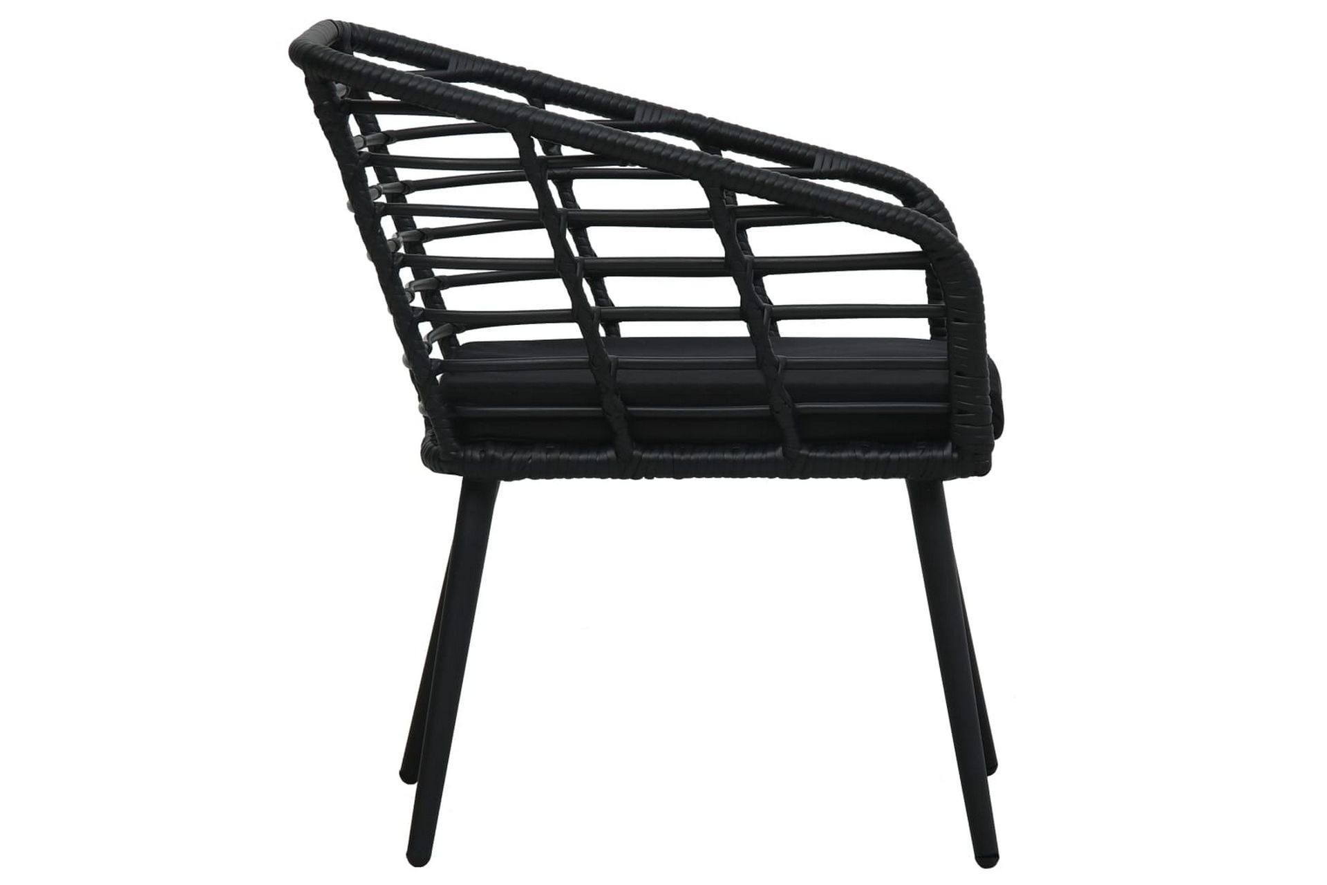 Havestole Med Hynder 2 stk. Polyrattan Sort - Sort - Havemøbler - Havestole - Spisebordsstole udendørs