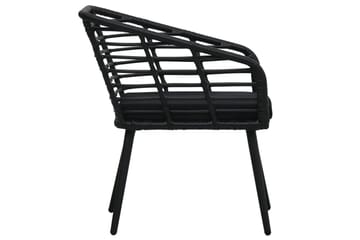 Havestole Med Hynder 2 stk. Polyrattan Sort - Sort - Havemøbler - Havestole - Spisebordsstole udendørs