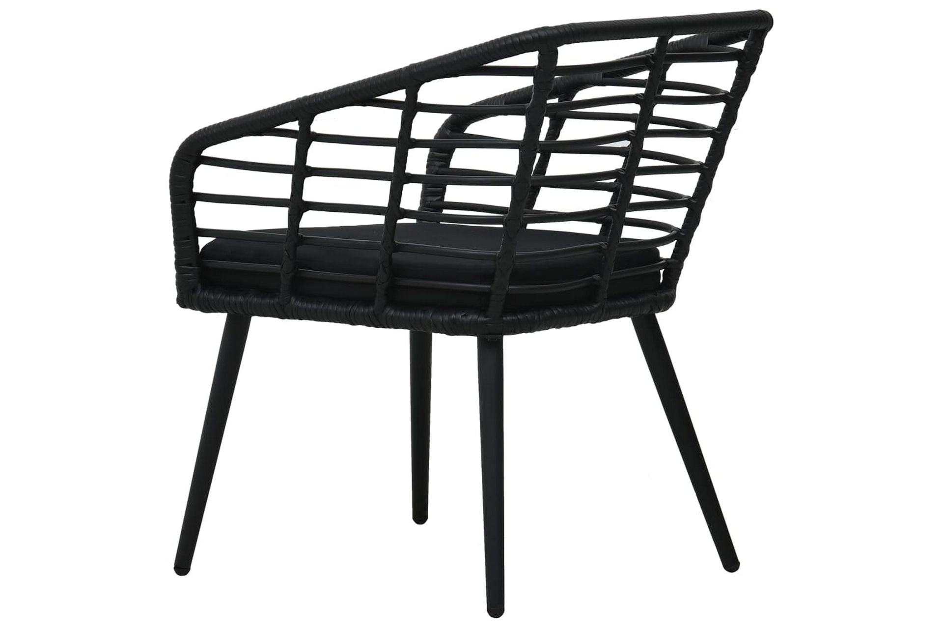 Havestole Med Hynder 2 stk. Polyrattan Sort - Sort - Havemøbler - Havestole - Spisebordsstole udendørs