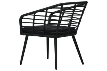 Havestole Med Hynder 2 stk. Polyrattan Sort - Sort - Havemøbler - Havestole - Spisebordsstole udendørs