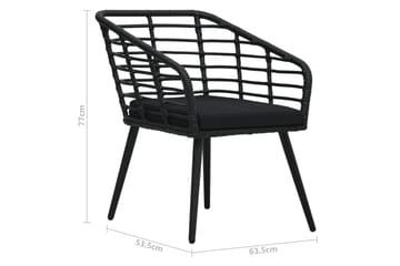 Havestole Med Hynder 2 stk. Polyrattan Sort - Sort - Havemøbler - Havestole - Spisebordsstole udendørs