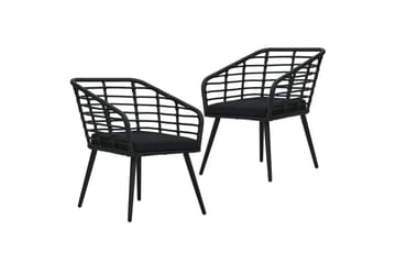 Havestole Med Hynder 2 stk. Polyrattan Sort - Sort - Havemøbler - Havestole - Spisebordsstole udendørs