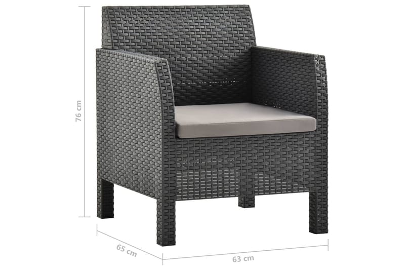 havestole med hynder 2 stk. PP antracitgrå - Antracit - Spisebordsstole udendørs - Altanstole