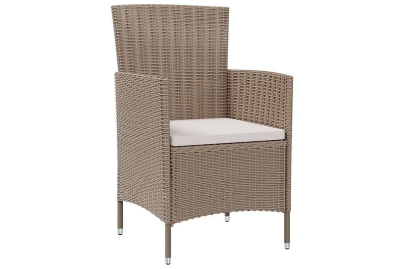 havestole med hynder 2 stk. polyrattan beige - Beige - Spisebordsstole udendørs - Altanstole