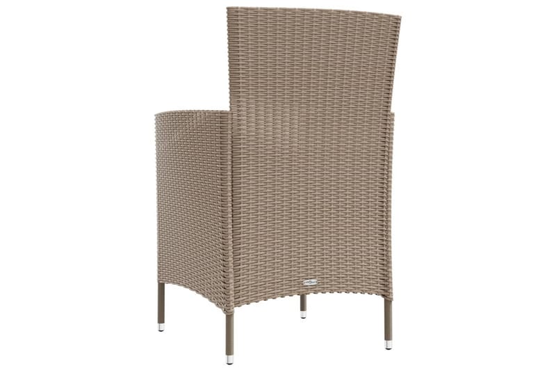 havestole med hynder 2 stk. polyrattan beige - Beige - Spisebordsstole udendørs - Altanstole