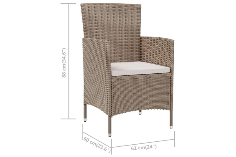 havestole med hynder 2 stk. polyrattan beige - Beige - Spisebordsstole udendørs - Altanstole