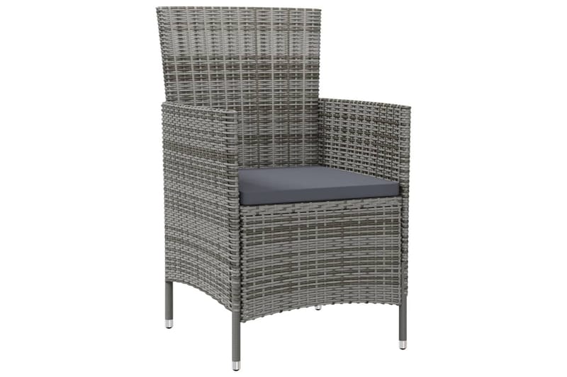 havestole med hynder 2 stk. polyrattan grå - Grå - Havemøbler - Havestole - Spisebordsstole udendørs