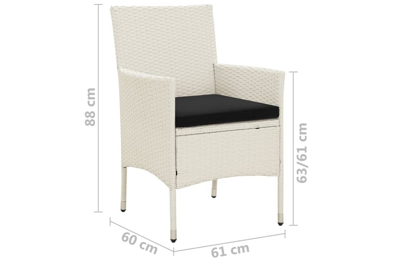 havestole med hynder 2 stk. polyrattan hvid - Hvid - Spisebordsstole udendørs - Altanstole