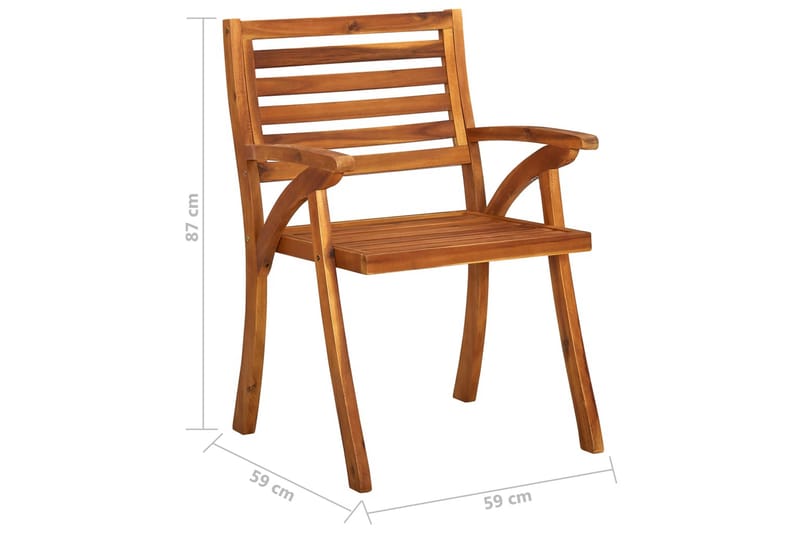 havestole med hynder 3 stk. massivt akacietræ - Brun - Spisebordsstole udendørs - Altanstole