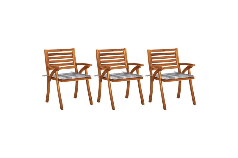havestole med hynder 3 stk. massivt akacietræ - Brun - Spisebordsstole udendørs - Altanstole