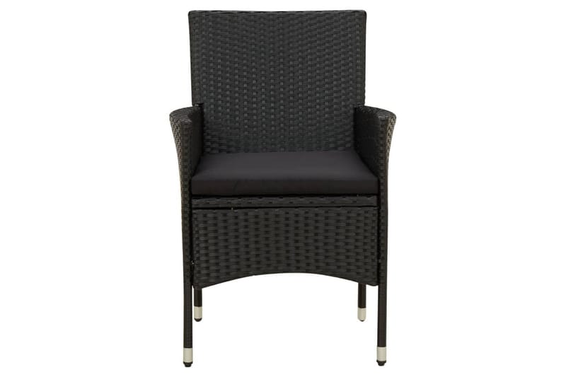 havestole med hynder 4 stk. polyrattan sort - Sort - Spisebordsstole udendørs - Altanstole