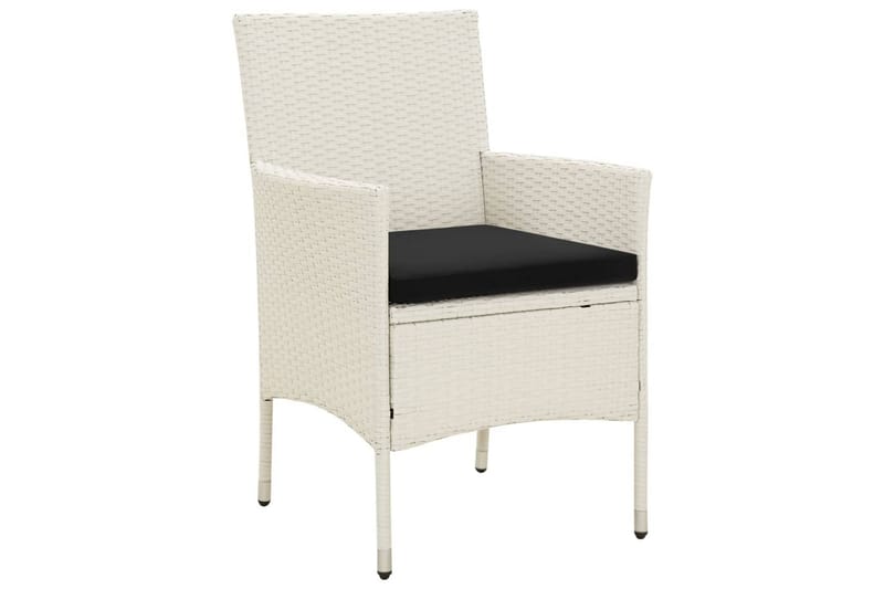 havestole med hynder 4 stk. polyrattan hvid - Hvid - Spisebordsstole udendørs - Altanstole