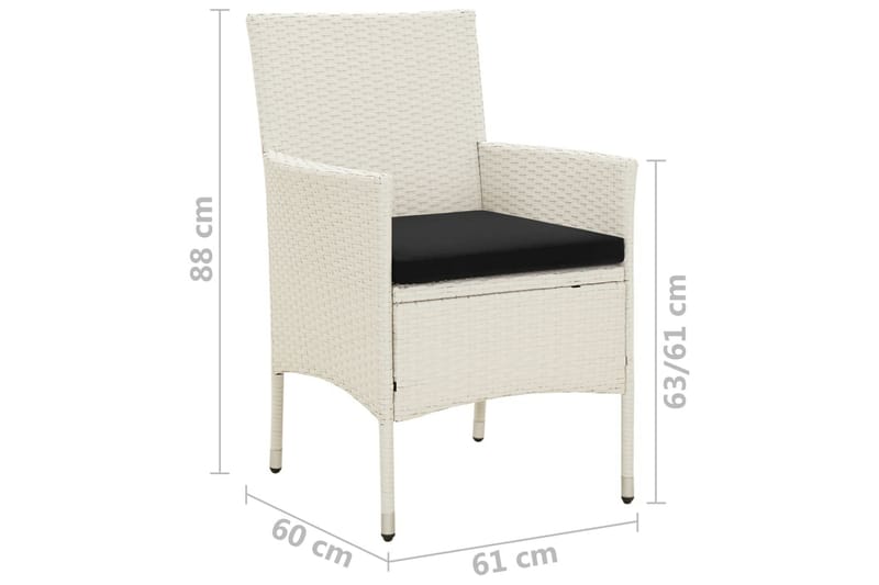 havestole med hynder 4 stk. polyrattan hvid - Hvid - Spisebordsstole udendørs - Altanstole