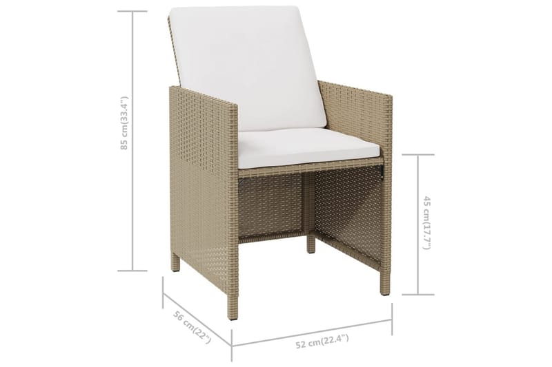 havestole med hynder 4 stk. polyrattan beige - Beige - Havemøbler - Havestole - Spisebordsstole udendørs