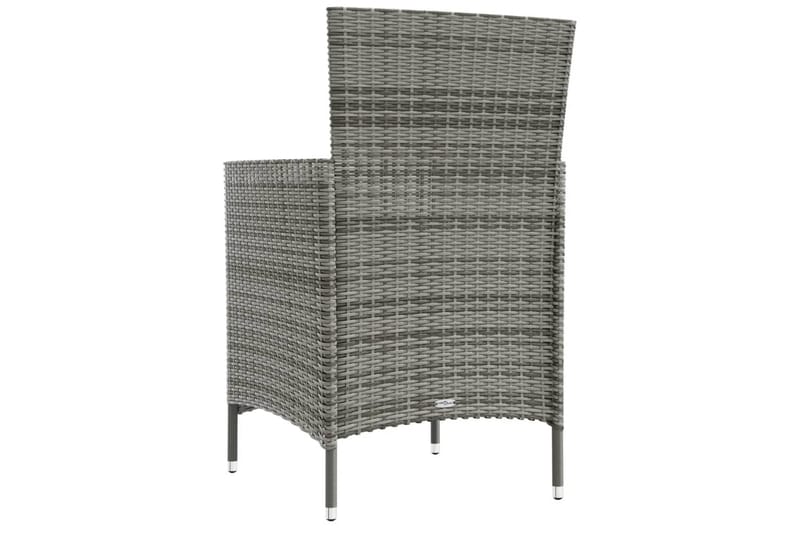 havestole med hynder 4 stk. polyrattan grå - Grå - Havemøbler - Havestole - Spisebordsstole udendørs