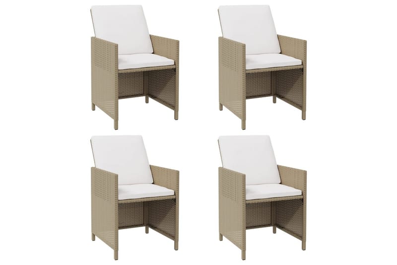 havestole med hynder 4 stk. polyrattan beige - Beige - Havemøbler - Havestole - Spisebordsstole udendørs