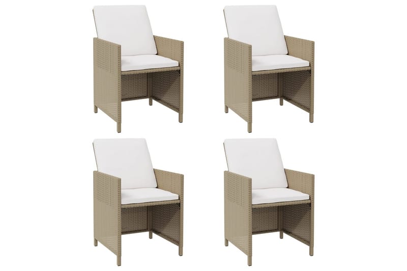 havestole med hynder 4 stk. polyrattan beige - Beige - Spisebordsstole udendørs - Altanstole