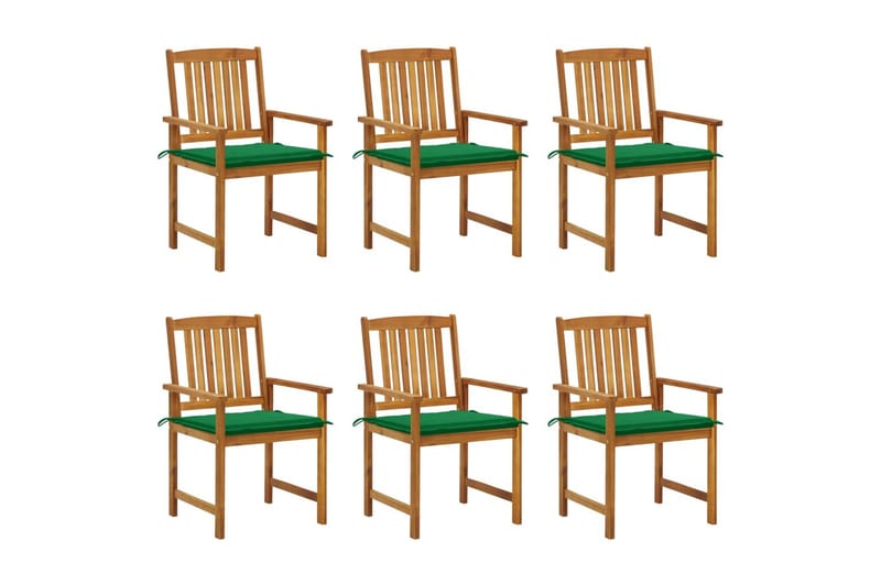 havestole med hynder 6 stk. massivt akacietræ - Brun - Havemøbler - Havestole - Spisebordsstole udendørs