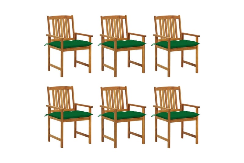 havestole med hynder 6 stk. massivt akacietræ - Brun - Spisebordsstole udendørs - Altanstole