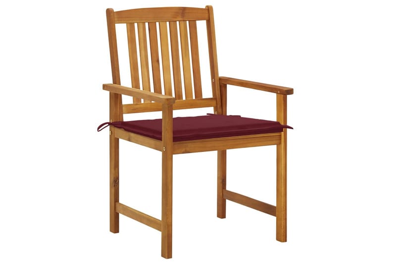 havestole med hynder 6 stk. massivt akacietræ - Rød - Spisebordsstole udendørs - Altanstole
