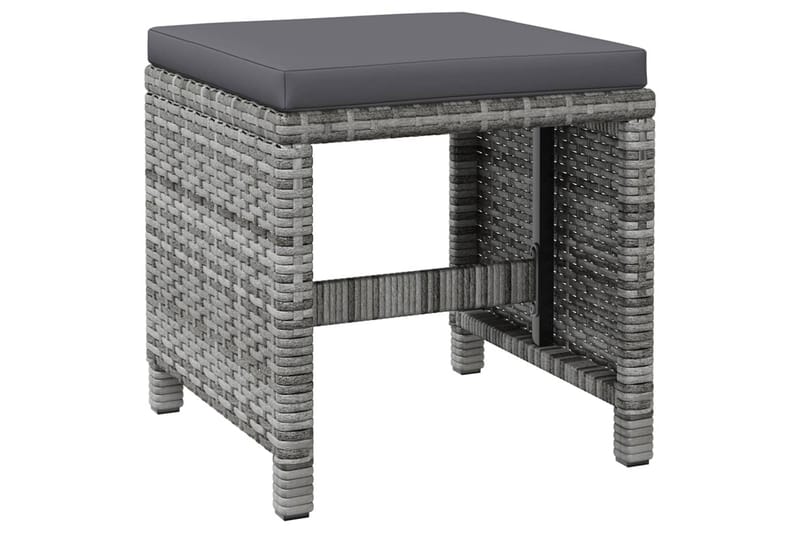 havestole med skamler 4 dele polyrattan grå - Grå - Spisebordsstole udendørs - Altanstole